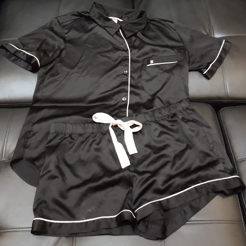 Victoria's Secret Black Satin Short pajamas